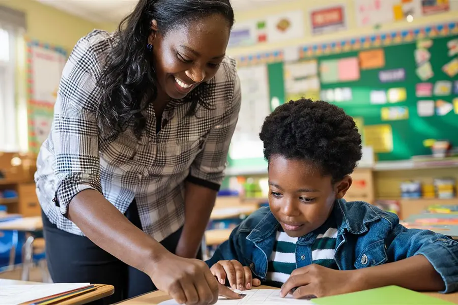 Teacher speaking to a student