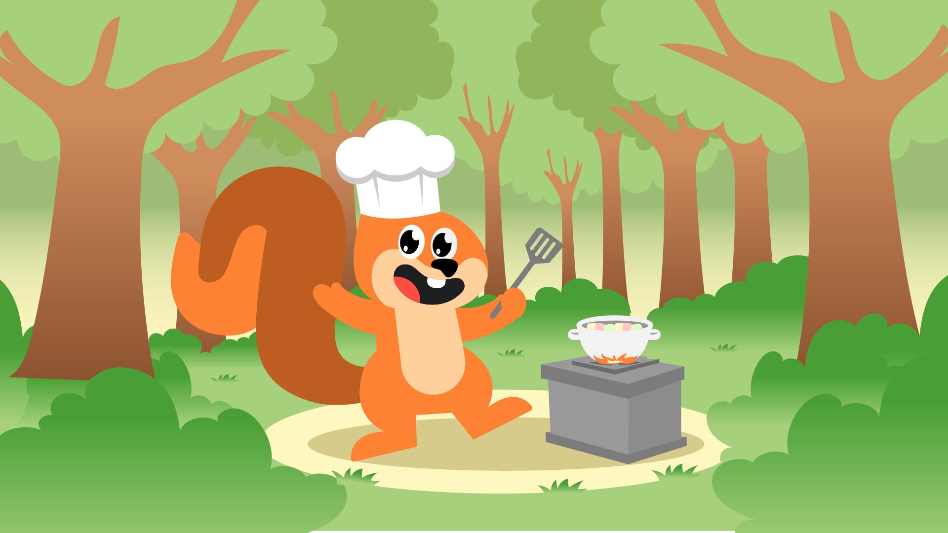 Nutty the squirrel as a chef
