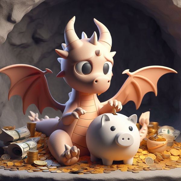 Cute dragon trying to save money