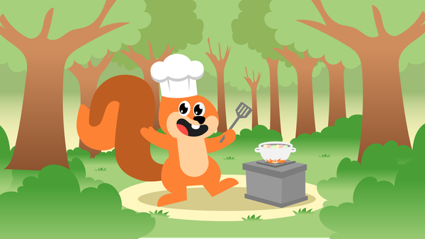 Nutty the squirrel as a chef